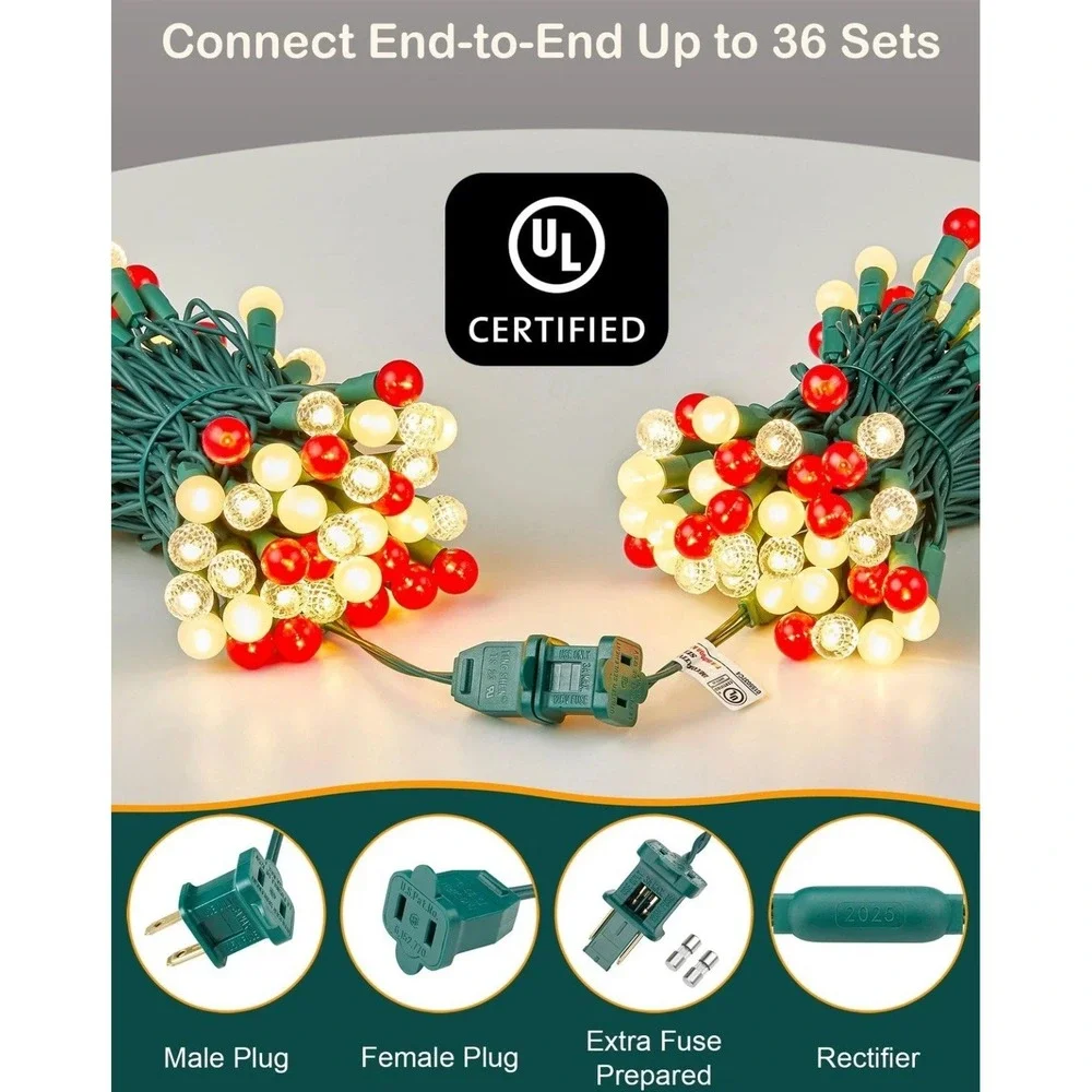 BOHON Christmas Lights Outdoor 24FT 70 LED G15 Multi Color Globe Christmas St...